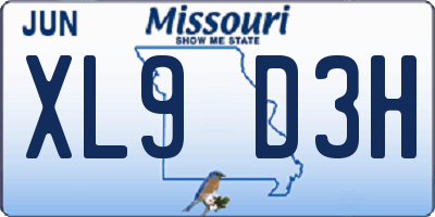 MO license plate XL9D3H