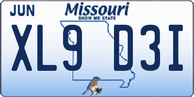 MO license plate XL9D3I