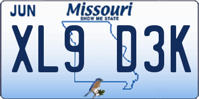 MO license plate XL9D3K
