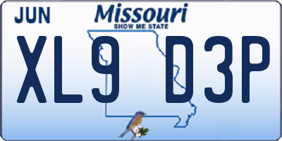 MO license plate XL9D3P
