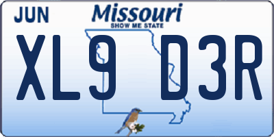 MO license plate XL9D3R