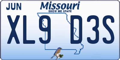 MO license plate XL9D3S