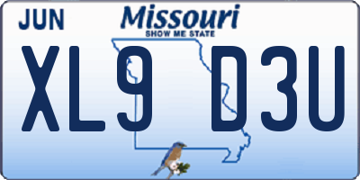 MO license plate XL9D3U