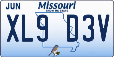 MO license plate XL9D3V