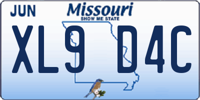 MO license plate XL9D4C