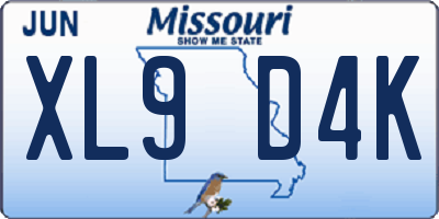 MO license plate XL9D4K