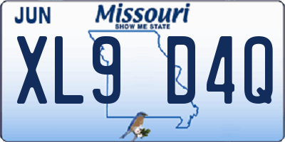 MO license plate XL9D4Q