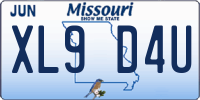 MO license plate XL9D4U