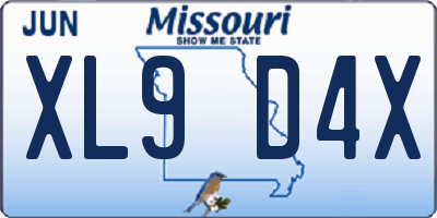 MO license plate XL9D4X