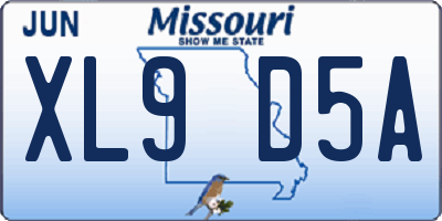 MO license plate XL9D5A