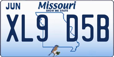 MO license plate XL9D5B