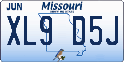 MO license plate XL9D5J