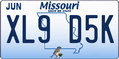 MO license plate XL9D5K