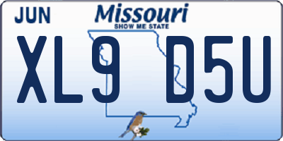 MO license plate XL9D5U
