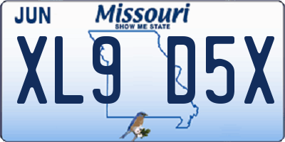 MO license plate XL9D5X