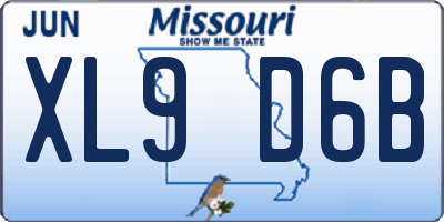 MO license plate XL9D6B