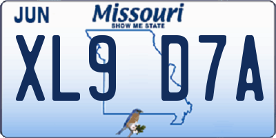 MO license plate XL9D7A