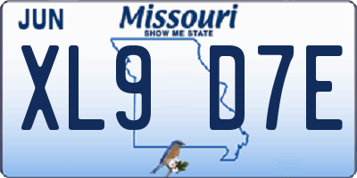 MO license plate XL9D7E