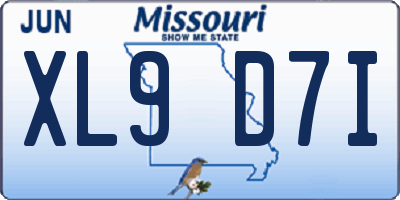 MO license plate XL9D7I