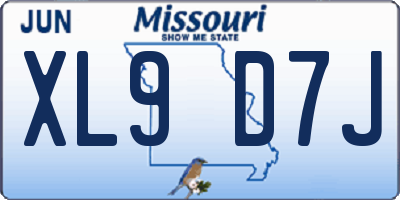 MO license plate XL9D7J