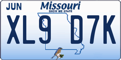 MO license plate XL9D7K
