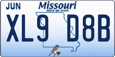 MO license plate XL9D8B