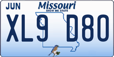 MO license plate XL9D8O