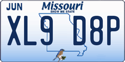 MO license plate XL9D8P