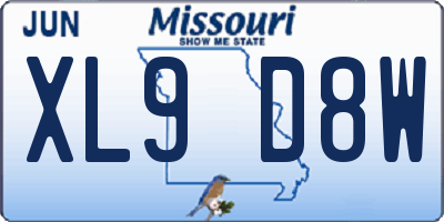 MO license plate XL9D8W