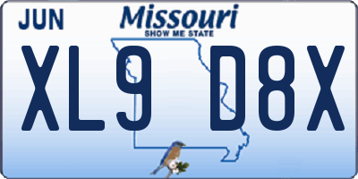 MO license plate XL9D8X