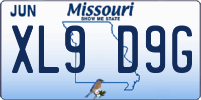 MO license plate XL9D9G