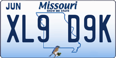 MO license plate XL9D9K