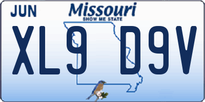 MO license plate XL9D9V