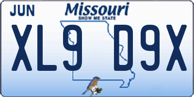 MO license plate XL9D9X