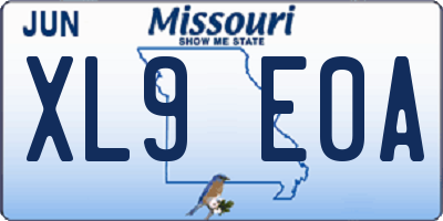 MO license plate XL9E0A