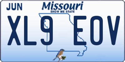 MO license plate XL9E0V