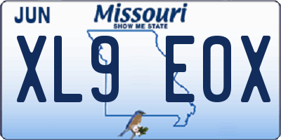 MO license plate XL9E0X