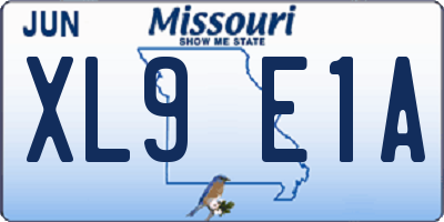MO license plate XL9E1A