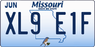 MO license plate XL9E1F