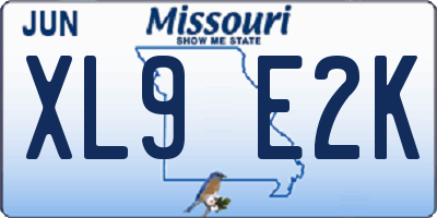 MO license plate XL9E2K