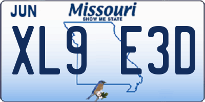 MO license plate XL9E3D