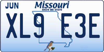 MO license plate XL9E3E
