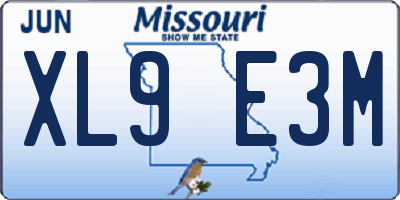 MO license plate XL9E3M
