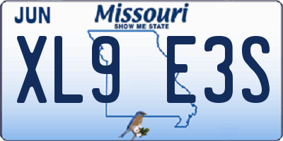 MO license plate XL9E3S