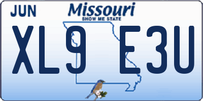 MO license plate XL9E3U