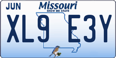 MO license plate XL9E3Y