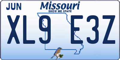 MO license plate XL9E3Z