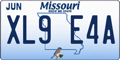 MO license plate XL9E4A