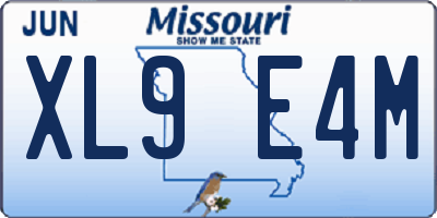 MO license plate XL9E4M