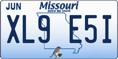 MO license plate XL9E5I